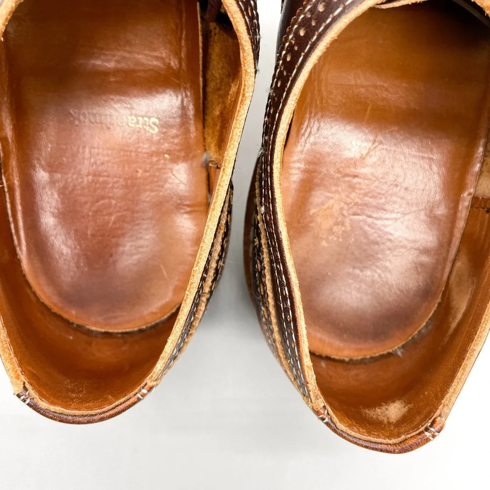 Allen Edmonds Mens 9D Strandmok Brown Leather Cap Toe Brogue Wingtip Oxford Shoe